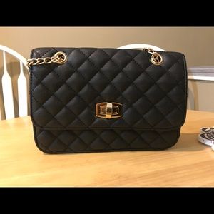 Express black quilted crossbody handbag